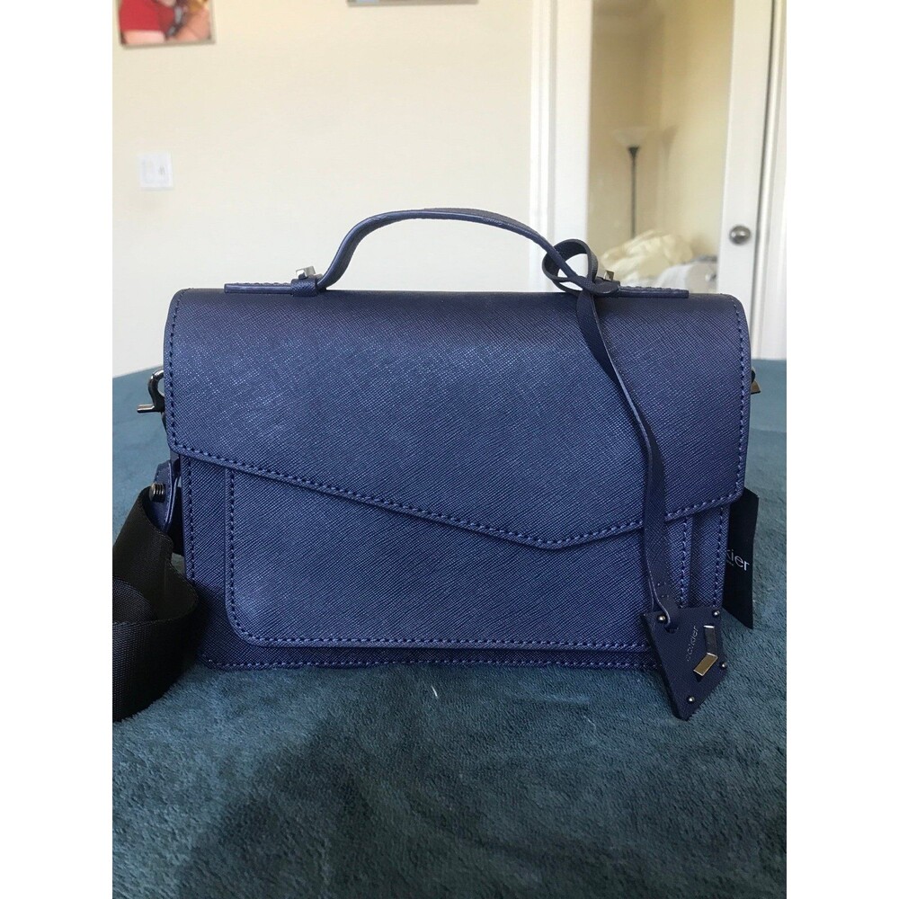 Botkier cobble hill crossbody flap bag in midnight blue saffiano leather